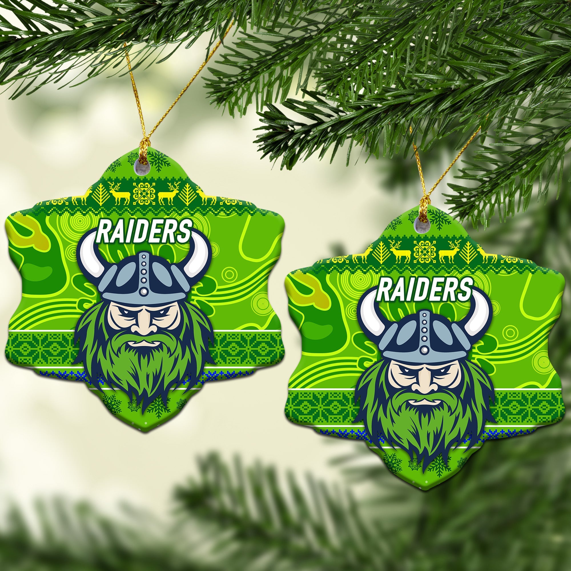 canberra-raiders-christmas-ornament-simple-style-green