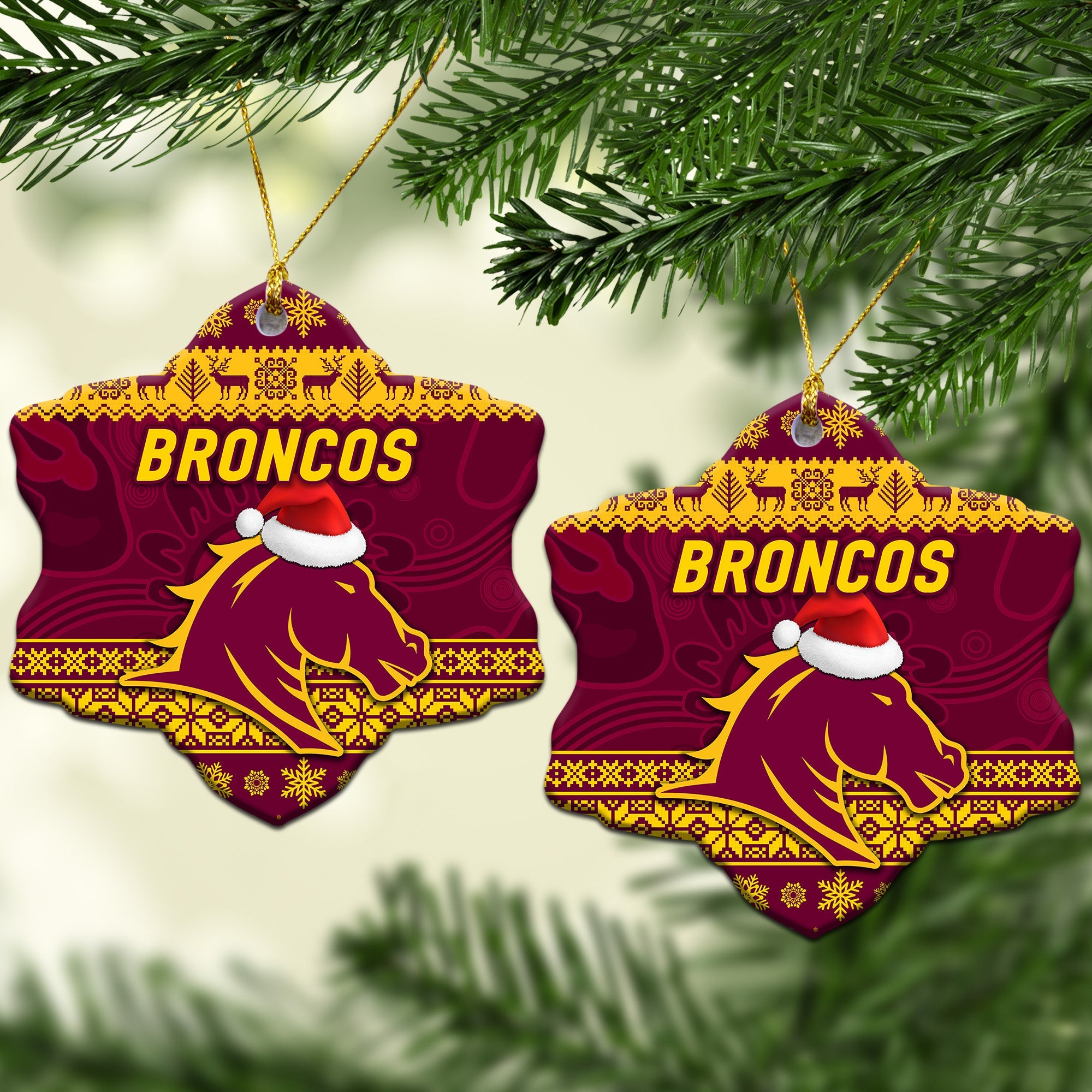 brisbane-broncos-christmas-ornament-simple-style-maroon
