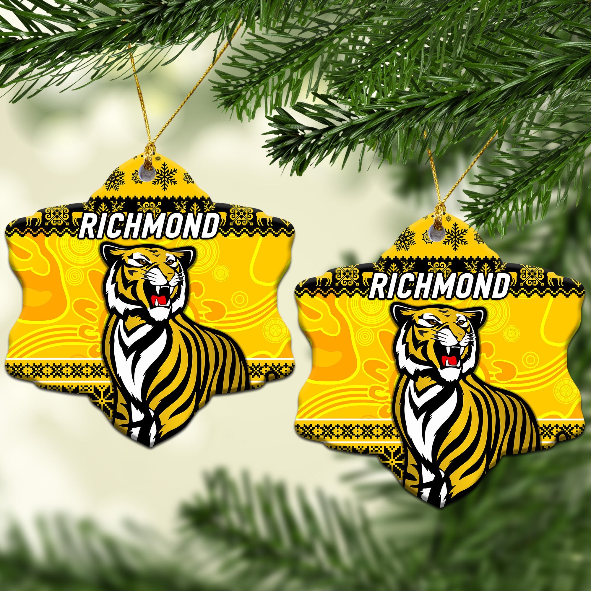 richmond-tigers-christmas-ornament-simple-style-yellow