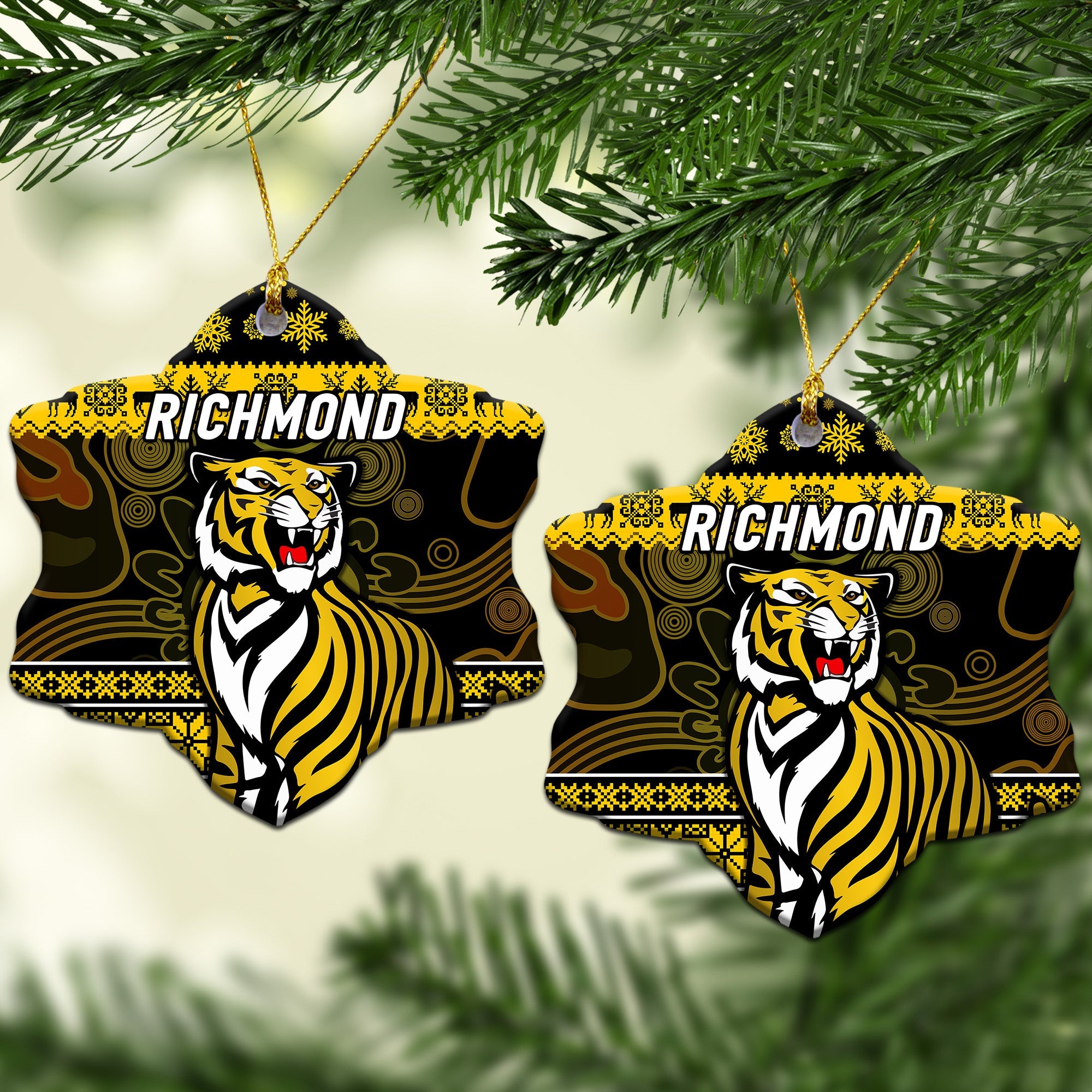 richmond-tigers-christmas-ornament-simple-style-black