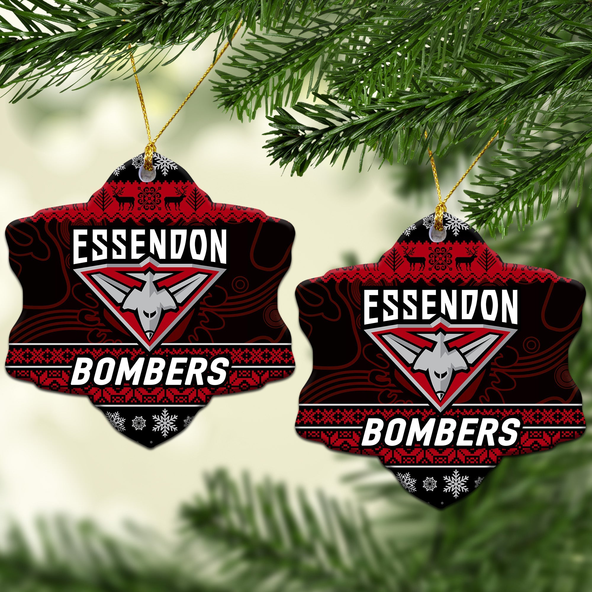 essendon-bombers-christmas-ornament-simple-style-black