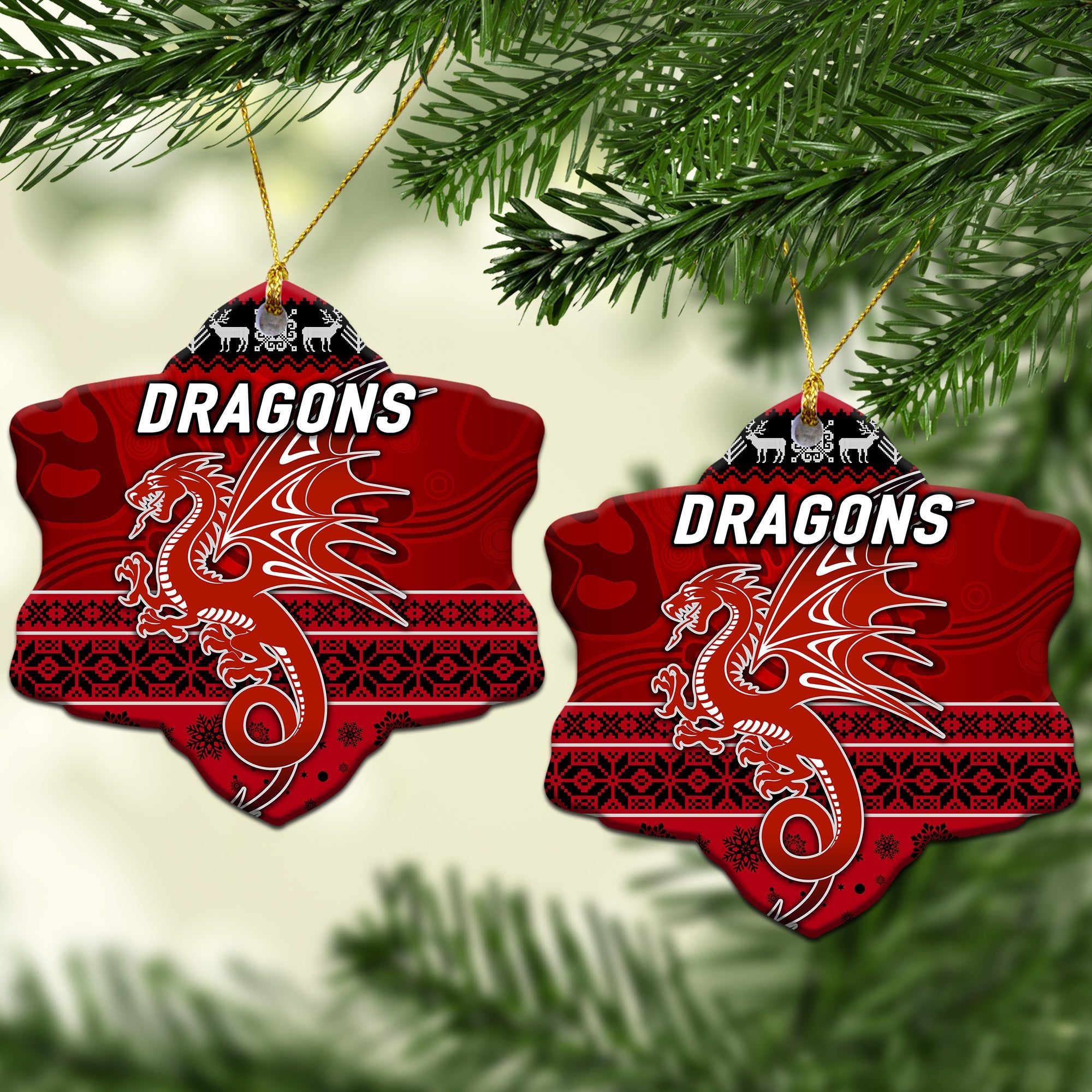 st-george-illawarra-dragons-christmas-ornament-simple-style-red