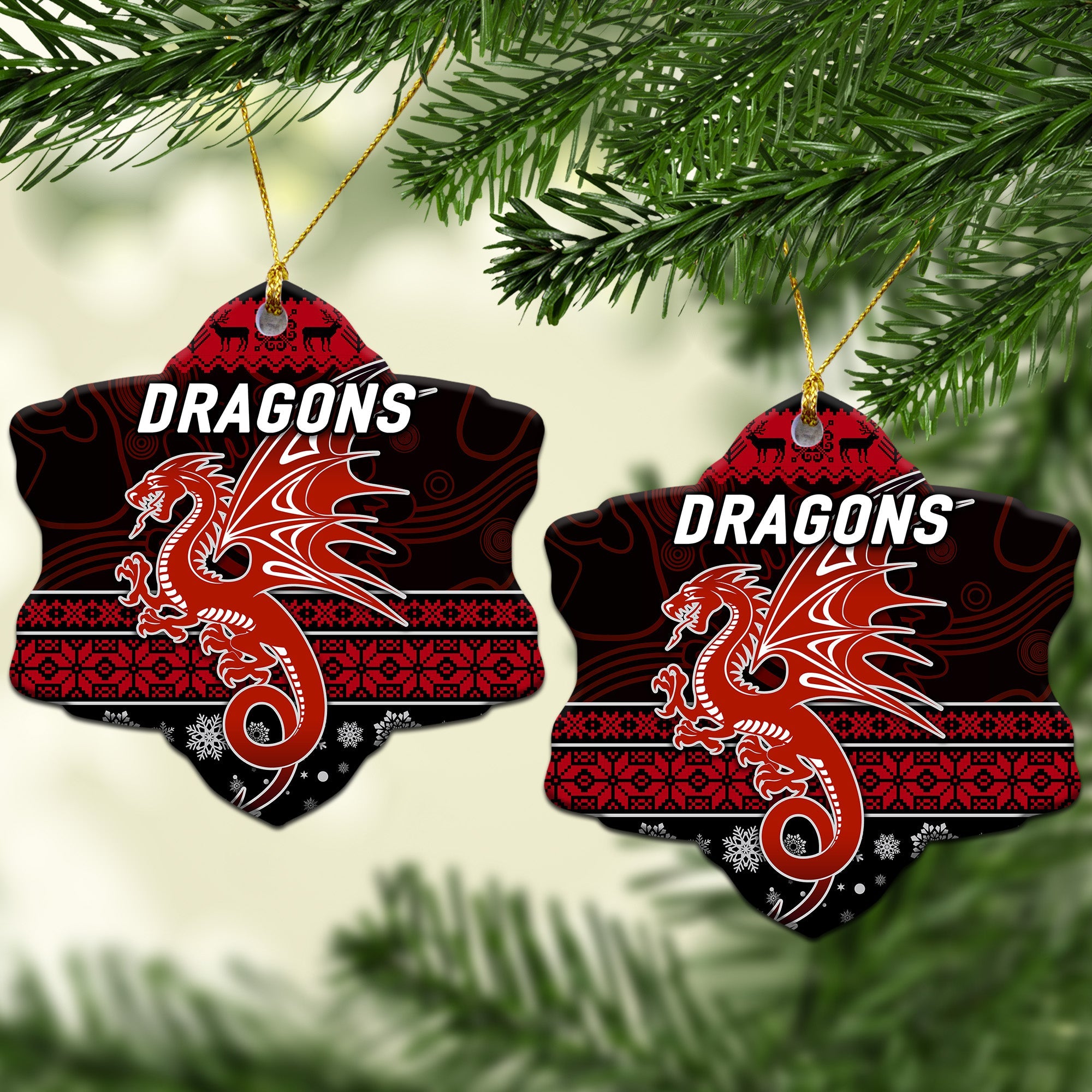 st-george-illawarra-dragons-christmas-ornament-simple-style-black