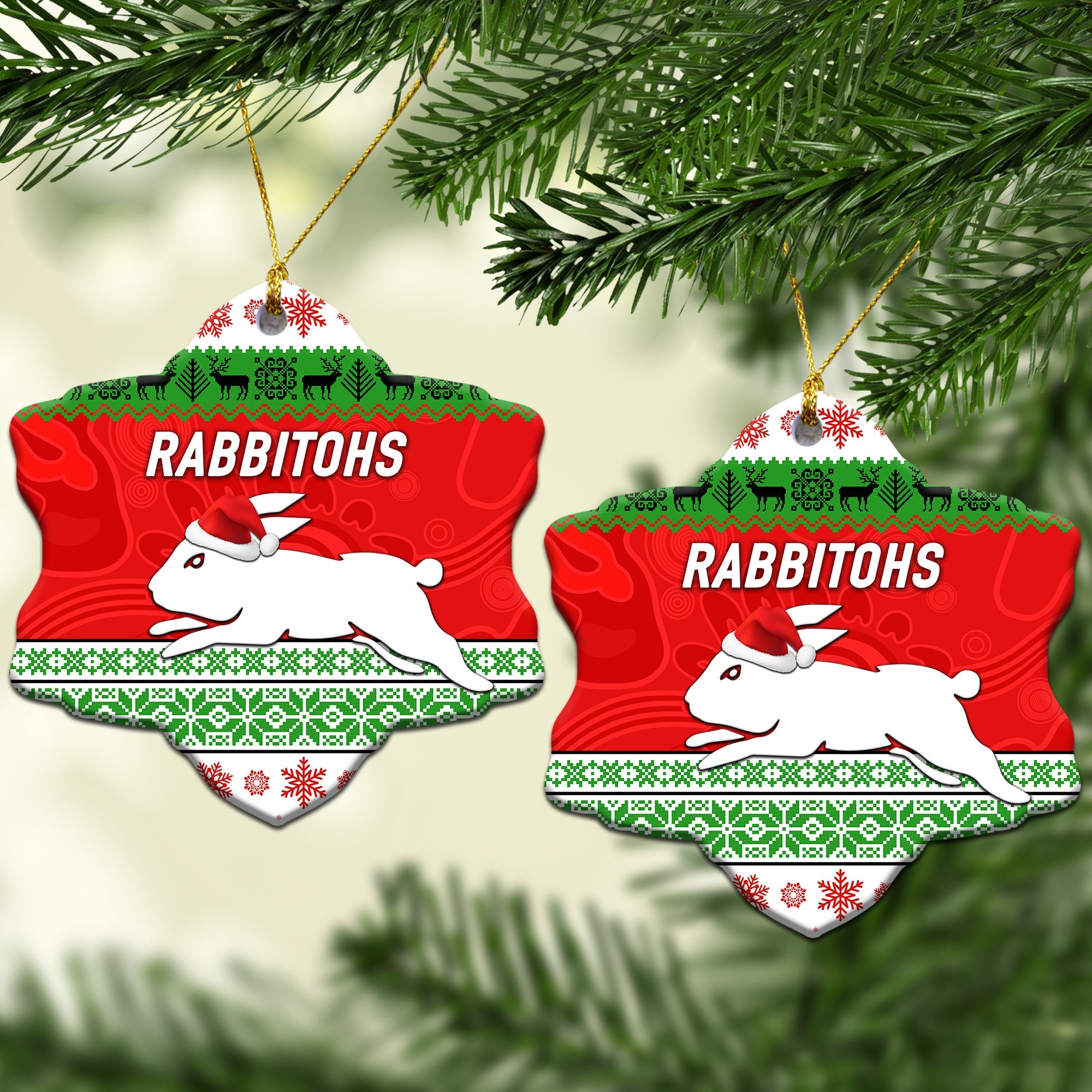 south-sydney-rabbitohs-christmas-ornament-simple-style-white