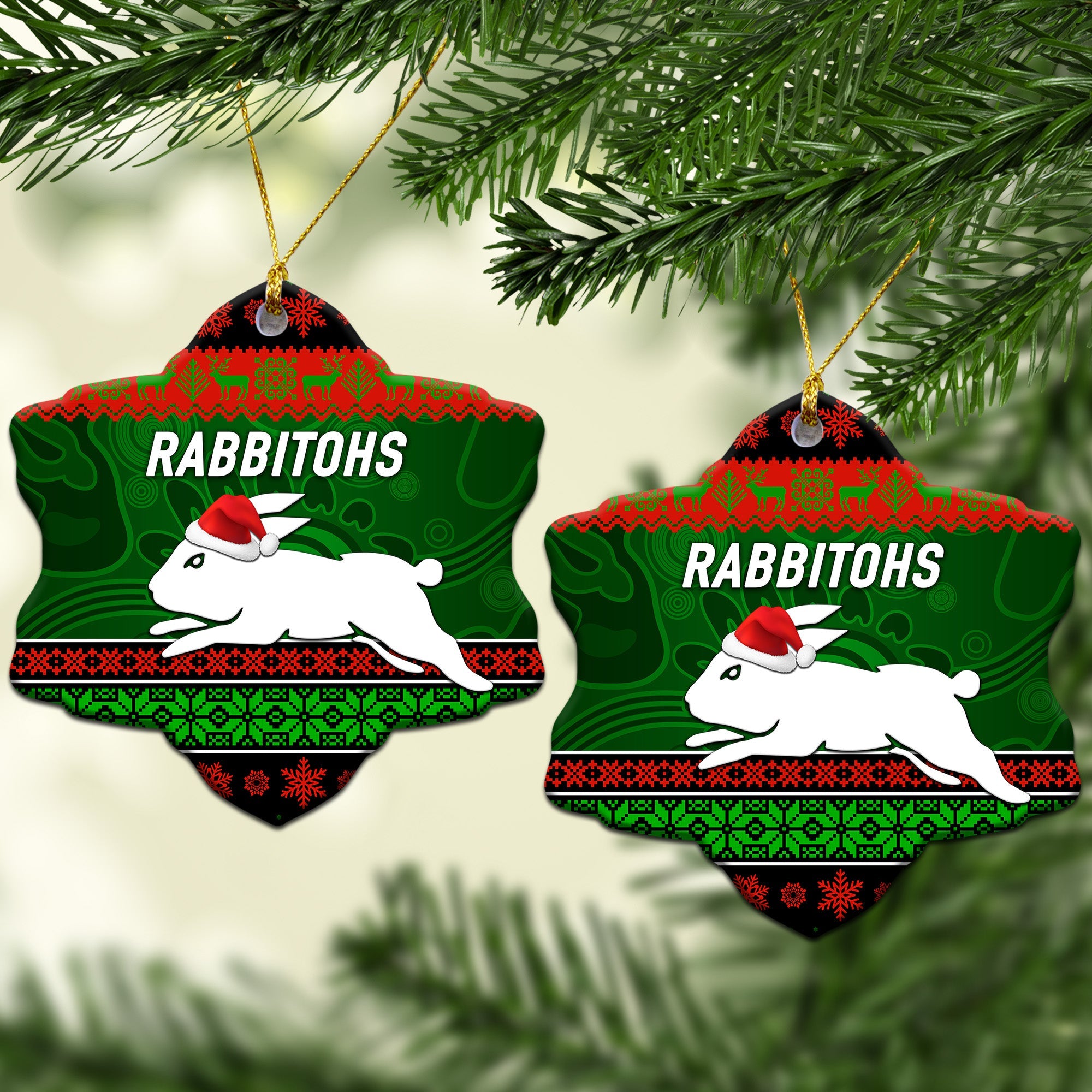 south-sydney-rabbitohs-christmas-ornament-simple-style-black