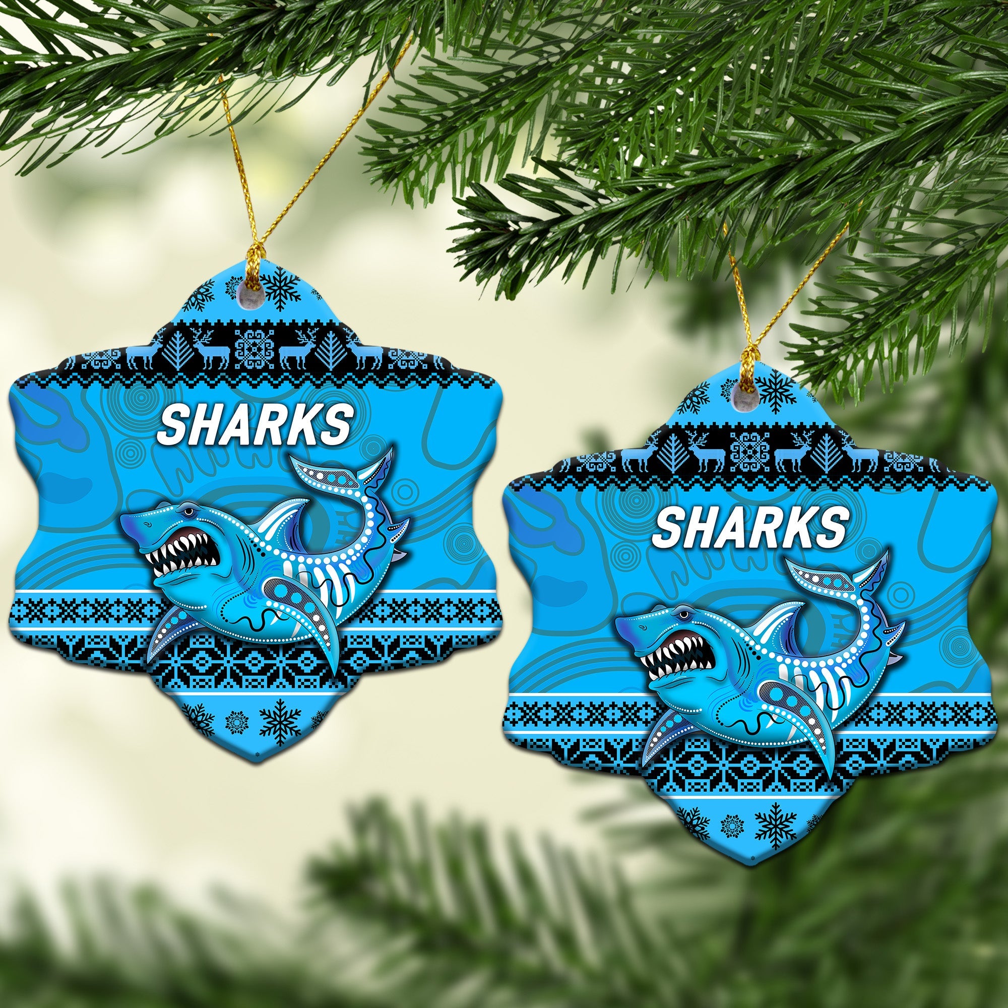 cronulla-sutherland-sharks-christmas-ornament-simple-style-blue