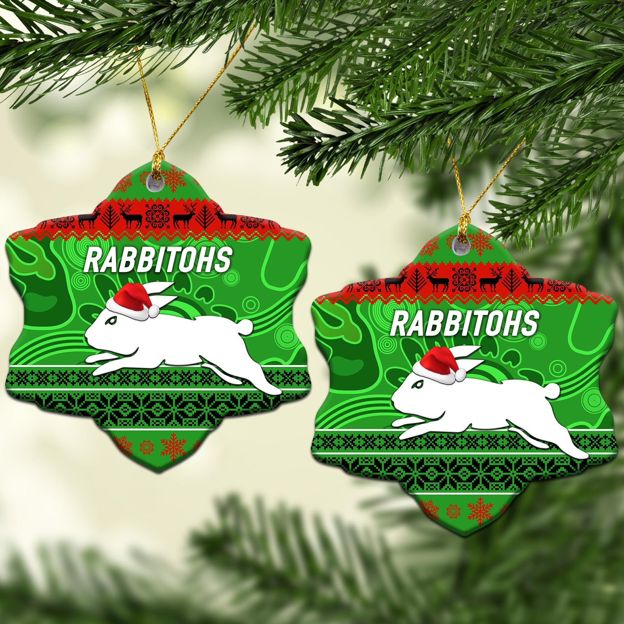 south-sydney-rabbitohs-christmas-ornament-simple-style-green