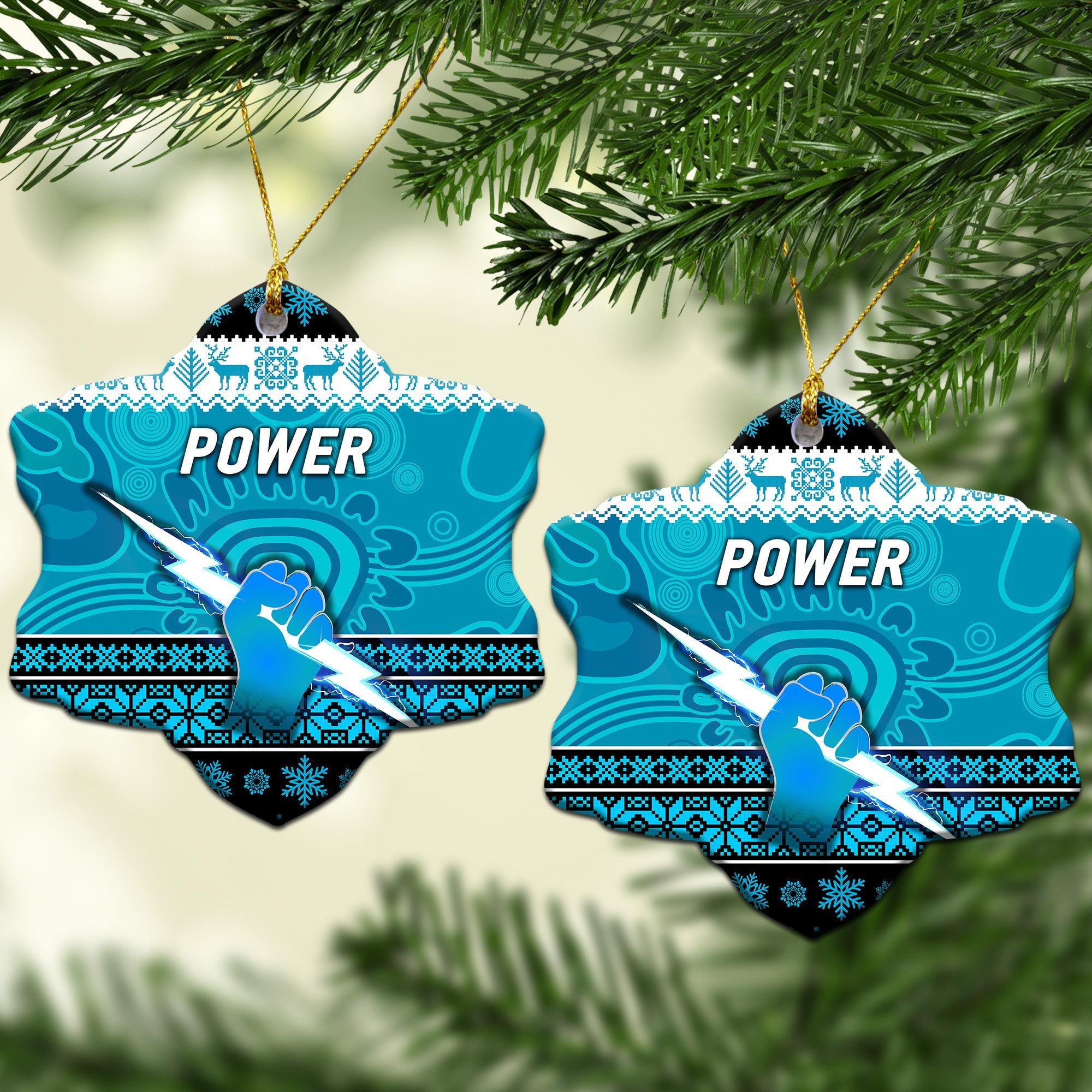 port-adelaide-power-christmas-ornament-simple-style