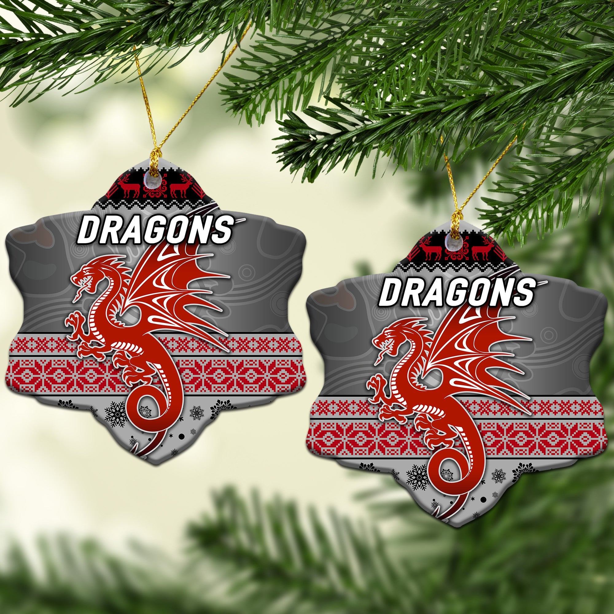 st-george-illawarra-dragons-christmas-ornament-simple-style-grey