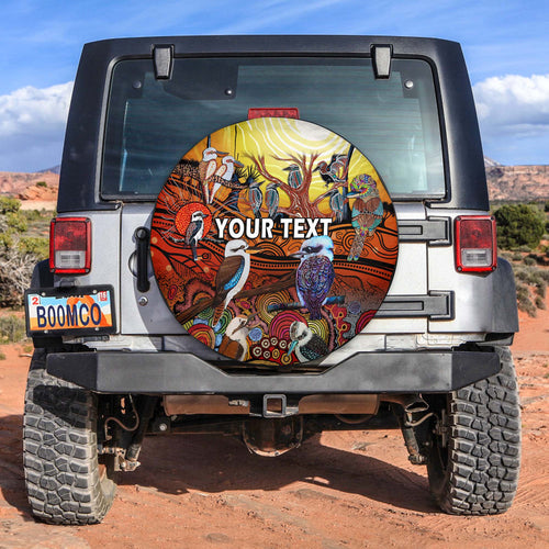 custom-personalised-australia-kookaburra-dreaming-aboriginal-arty-style-spare-tire-cover