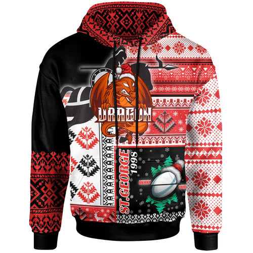 stgeorge-rugby-hoodie-custom-christmas-snowflakes-dragon-mascot-hoodie