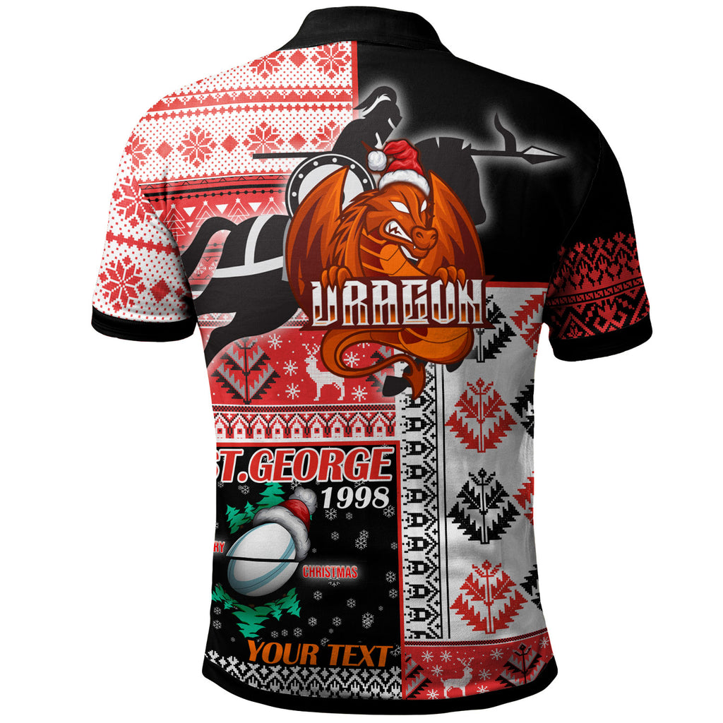 stgeorge-rugby-polo-shirt-custom-christmas-snowflakes-dragon-mascot-polo-shirt