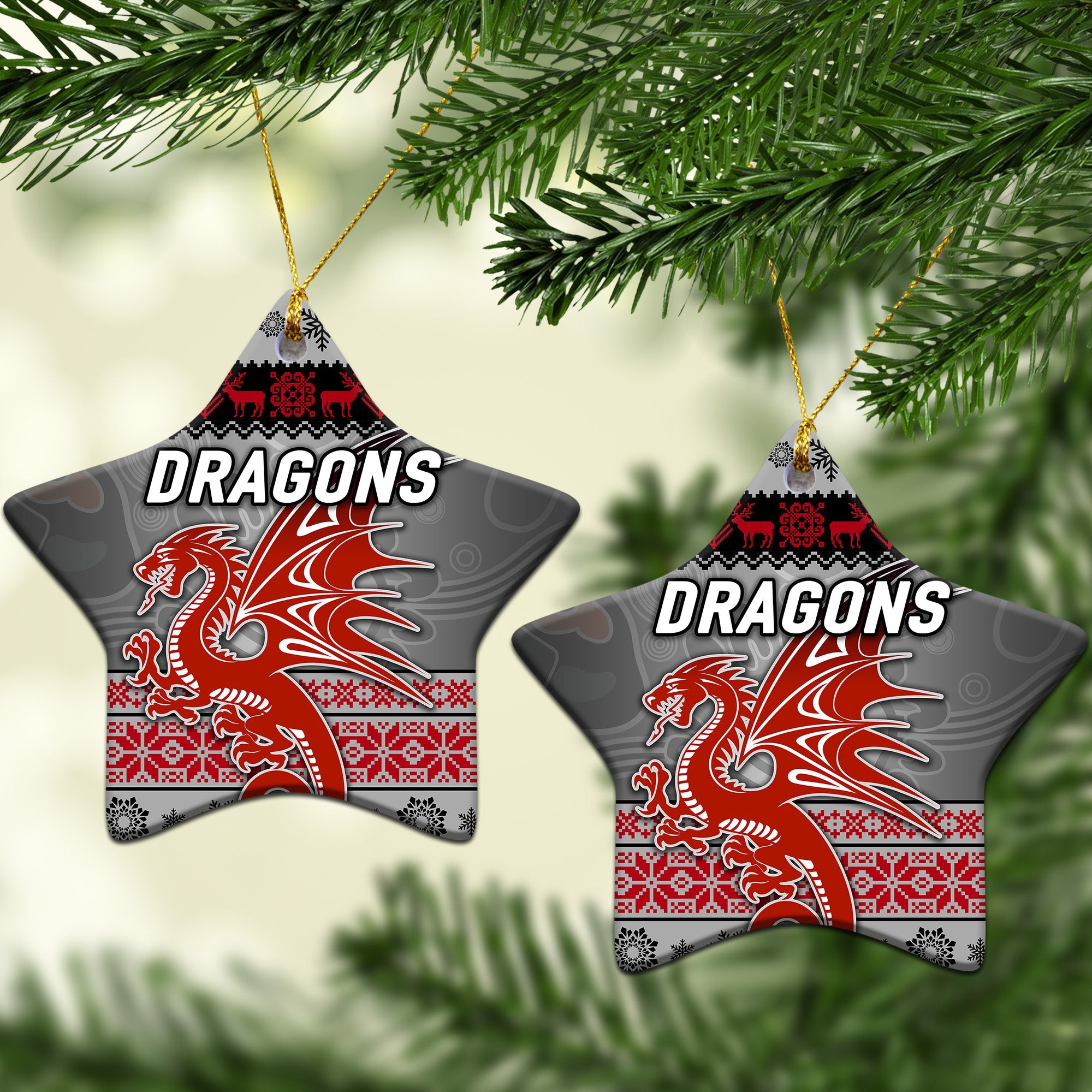 st-george-illawarra-dragons-christmas-ornament-simple-style-grey
