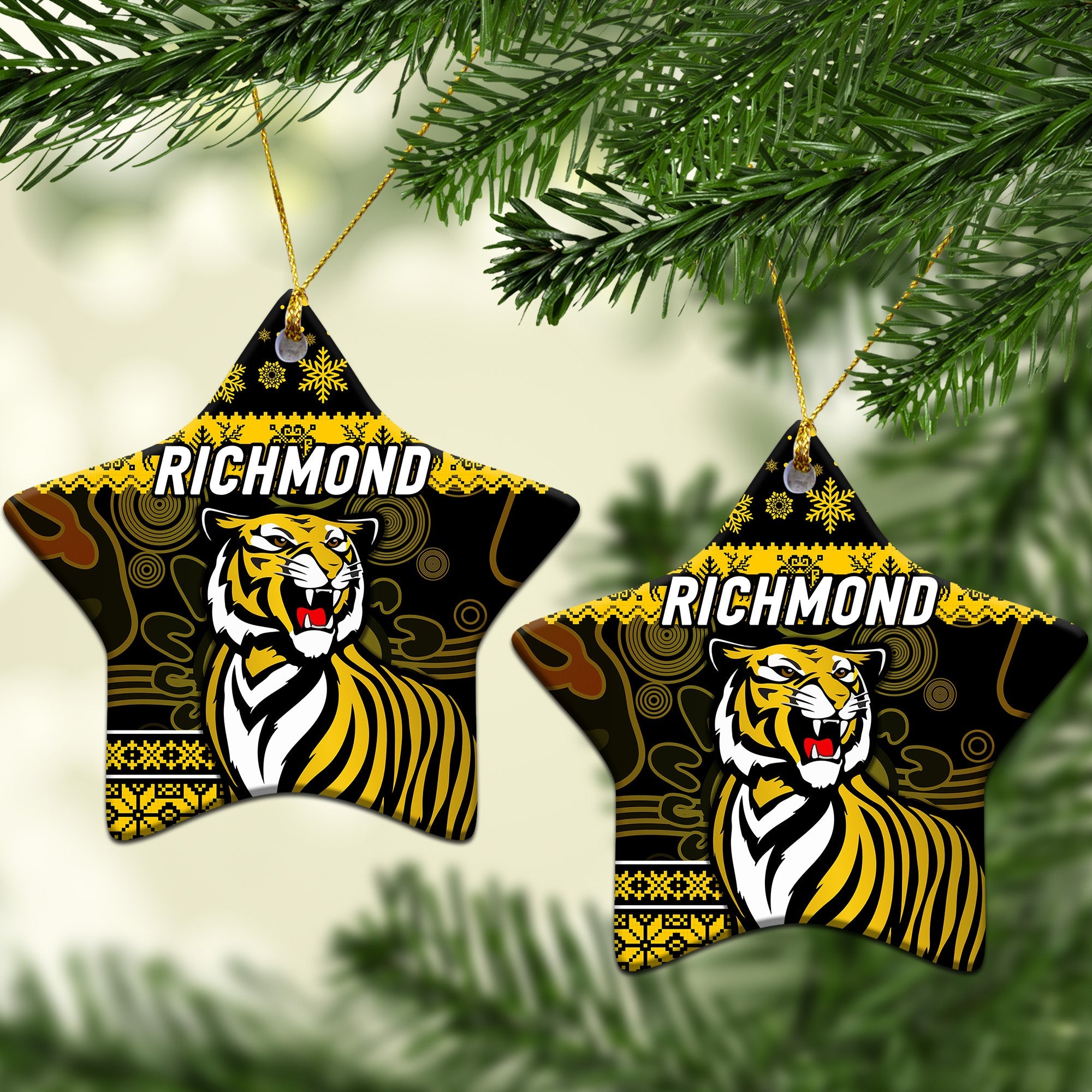 richmond-tigers-christmas-ornament-simple-style-black