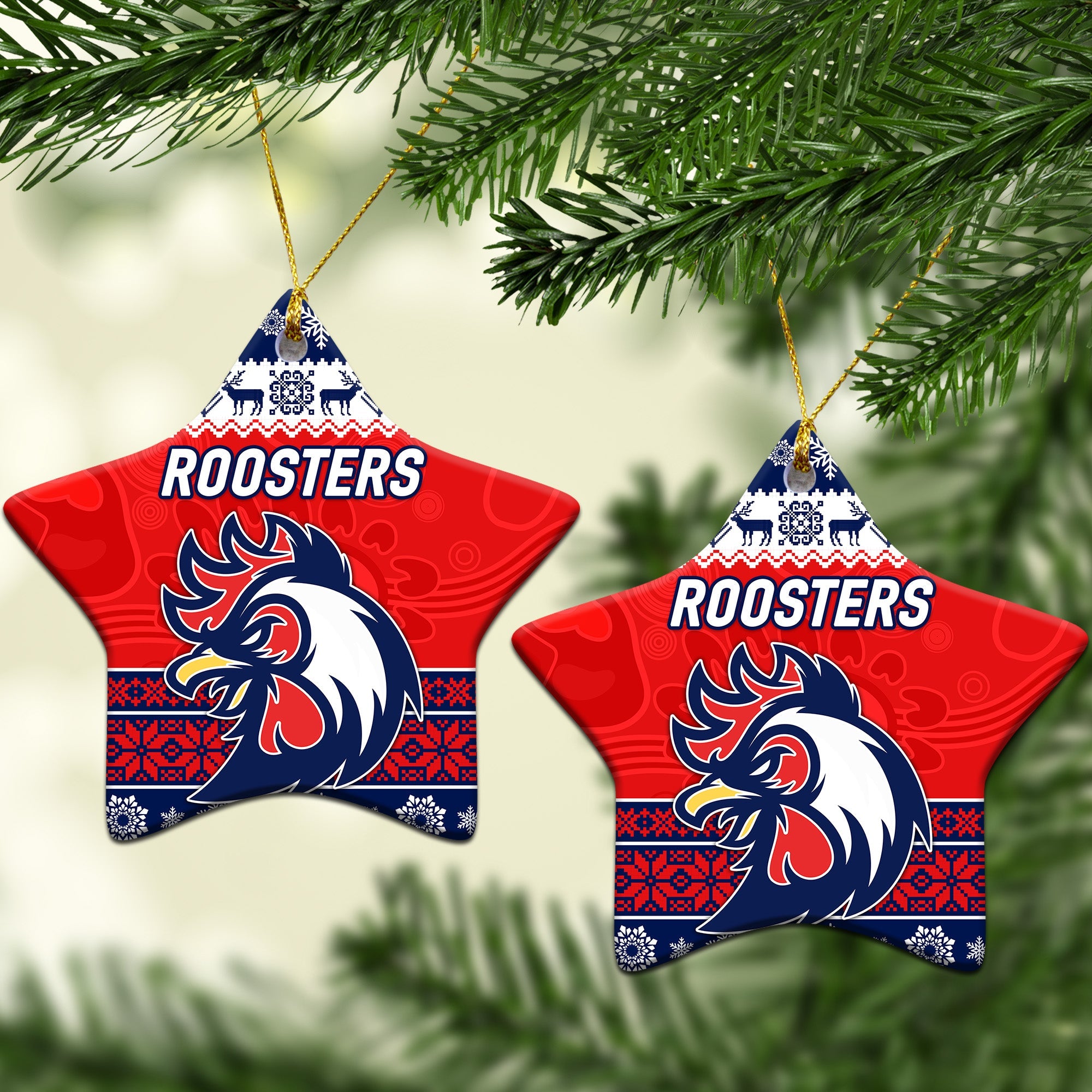 sydney-roosters-christmas-ornament-simple-style-blue
