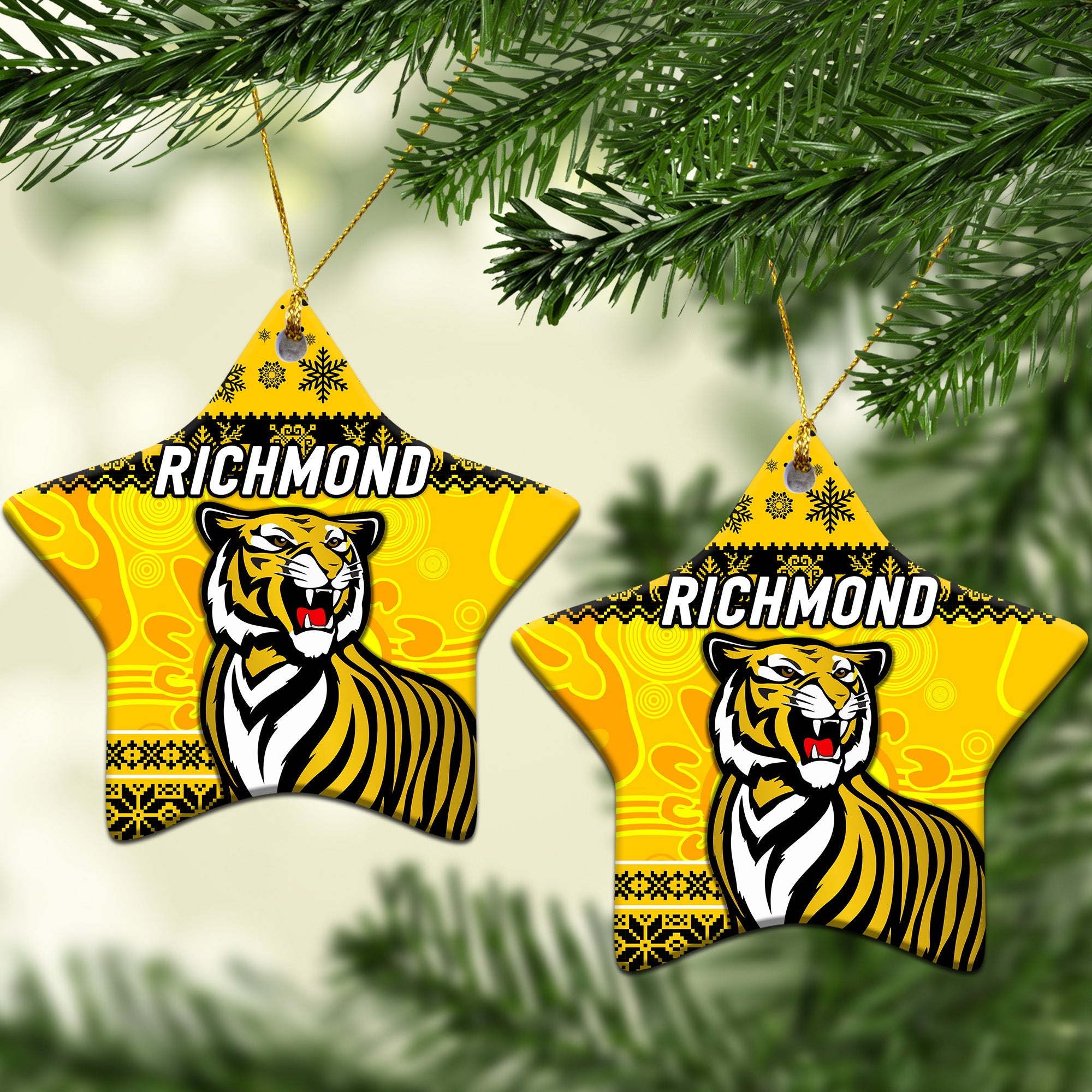 richmond-tigers-christmas-ornament-simple-style-yellow