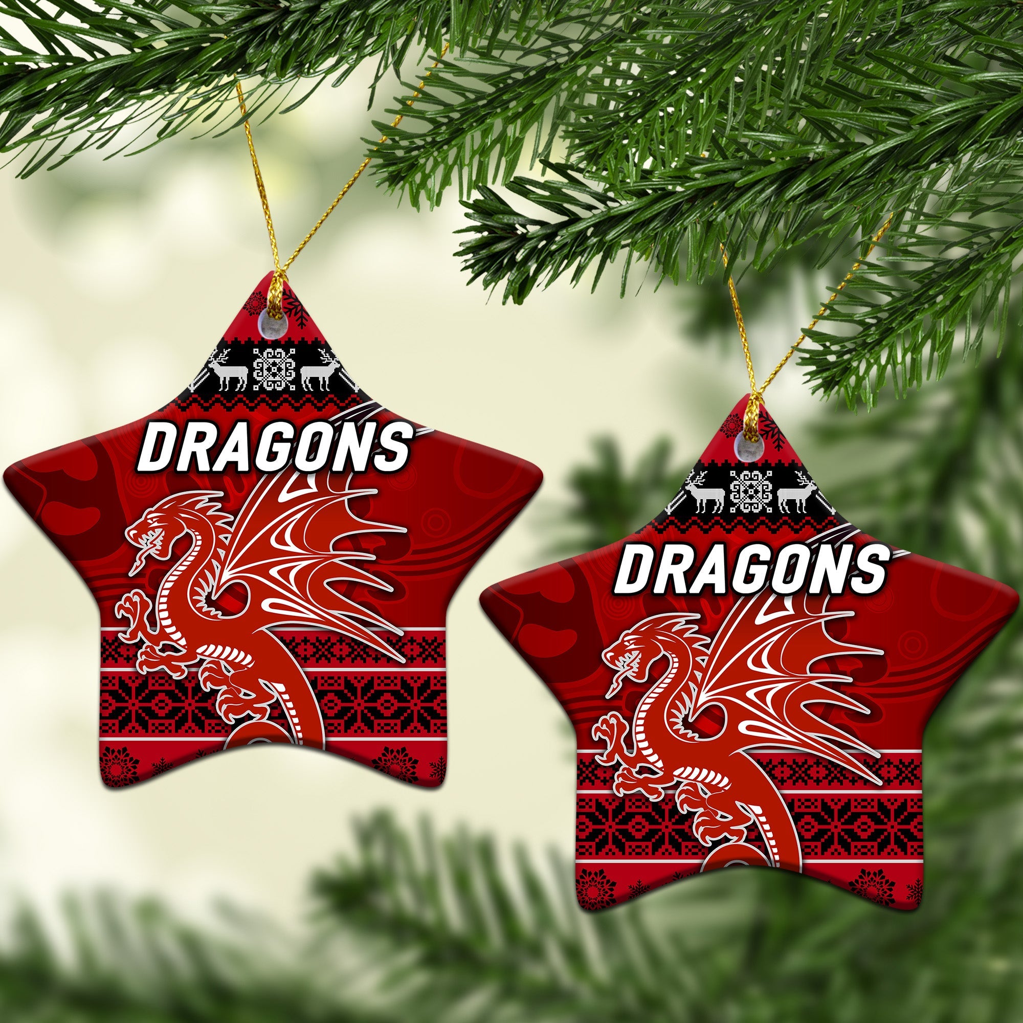 st-george-illawarra-dragons-christmas-ornament-simple-style-red