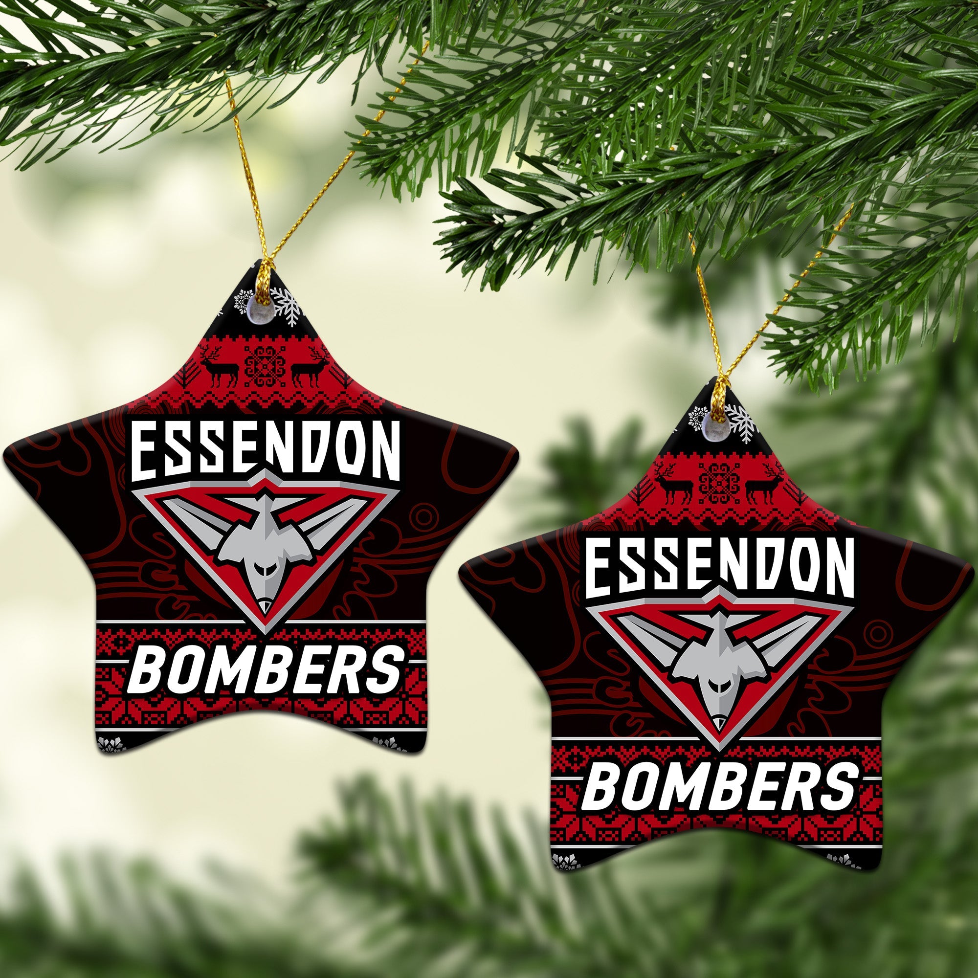 essendon-bombers-christmas-ornament-simple-style-black