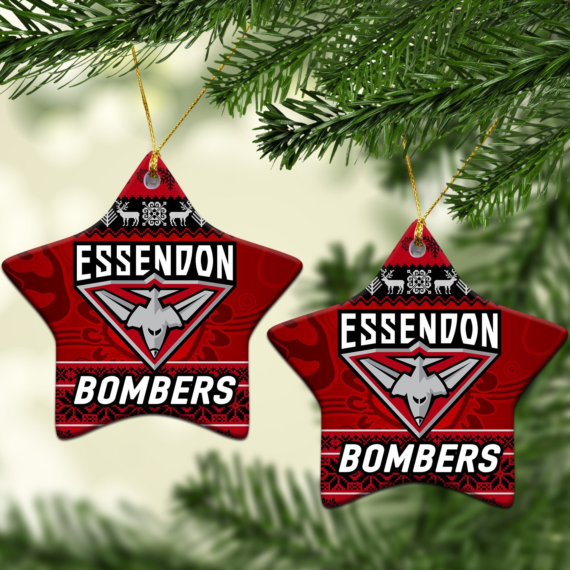 essendon-bombers-christmas-ornament-simple-style-red