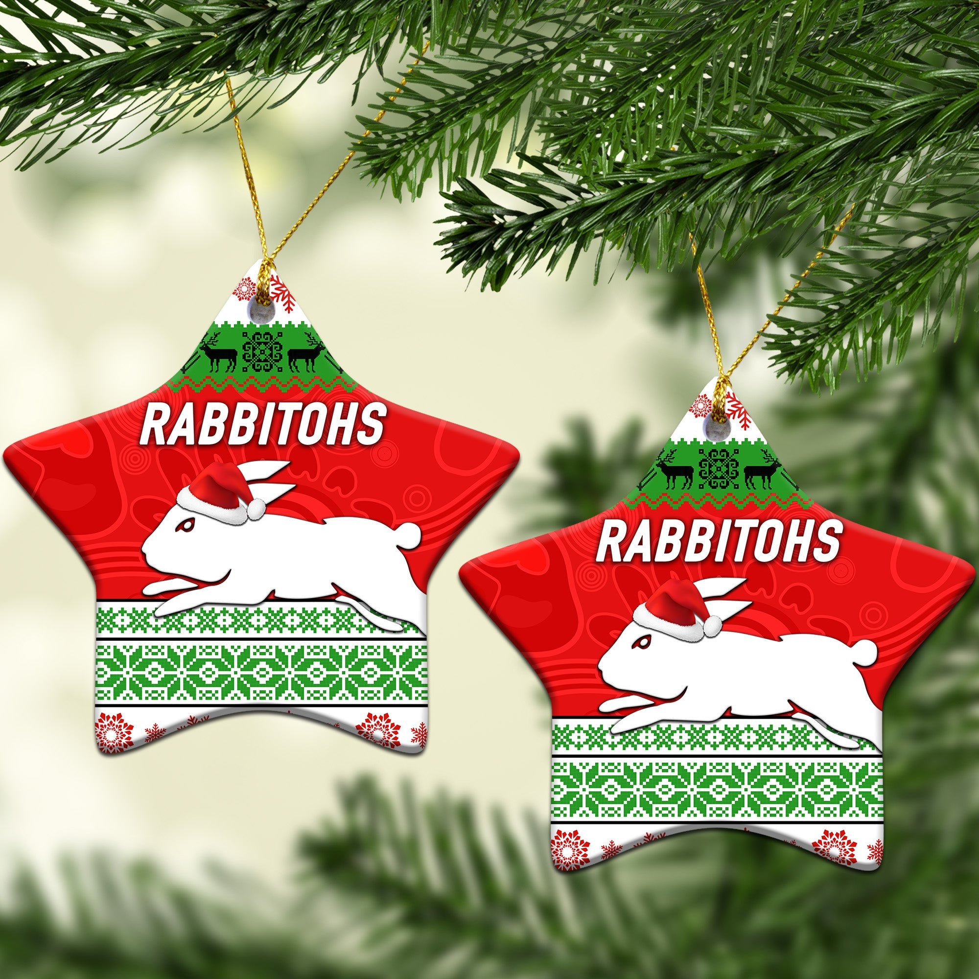 south-sydney-rabbitohs-christmas-ornament-simple-style-white