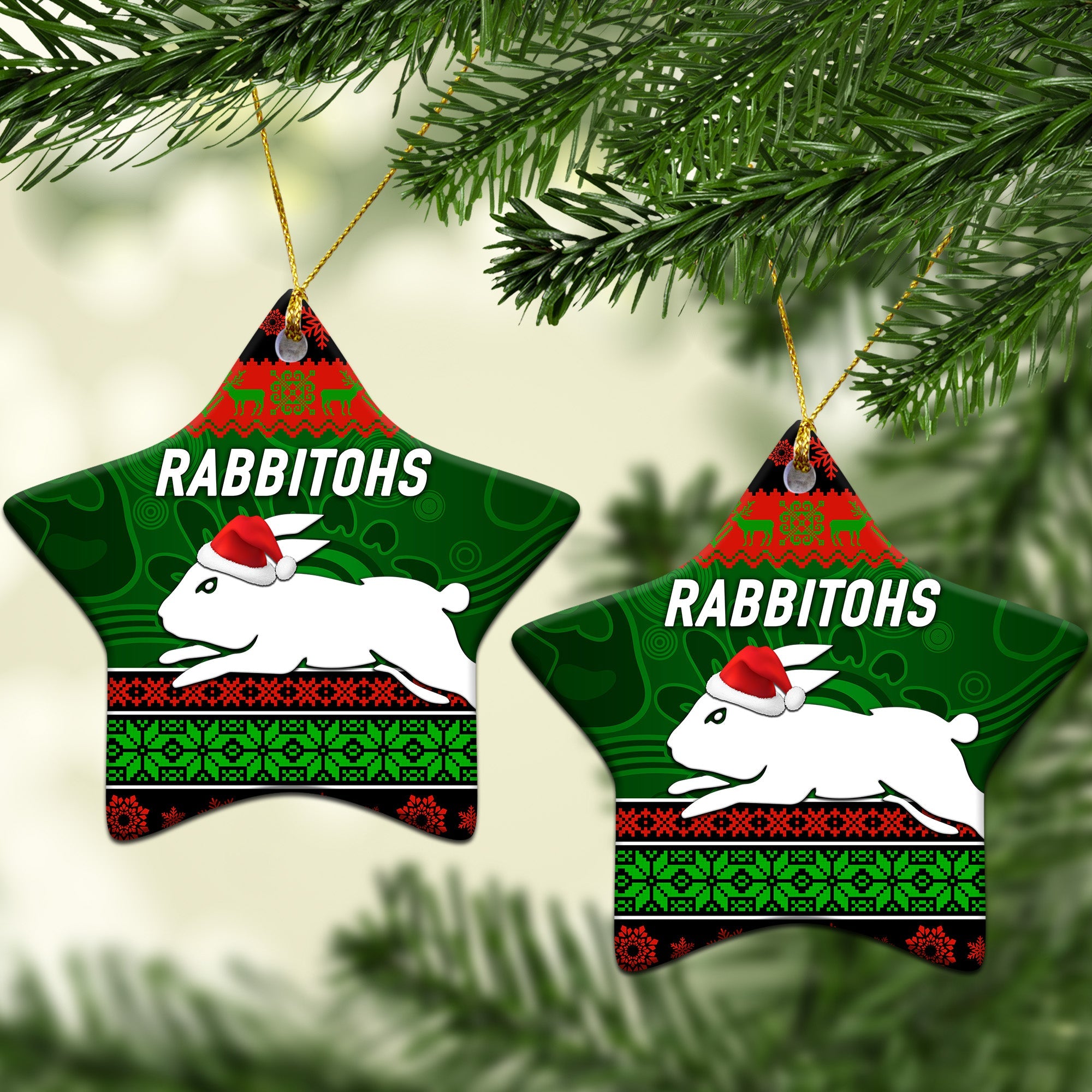 south-sydney-rabbitohs-christmas-ornament-simple-style-black