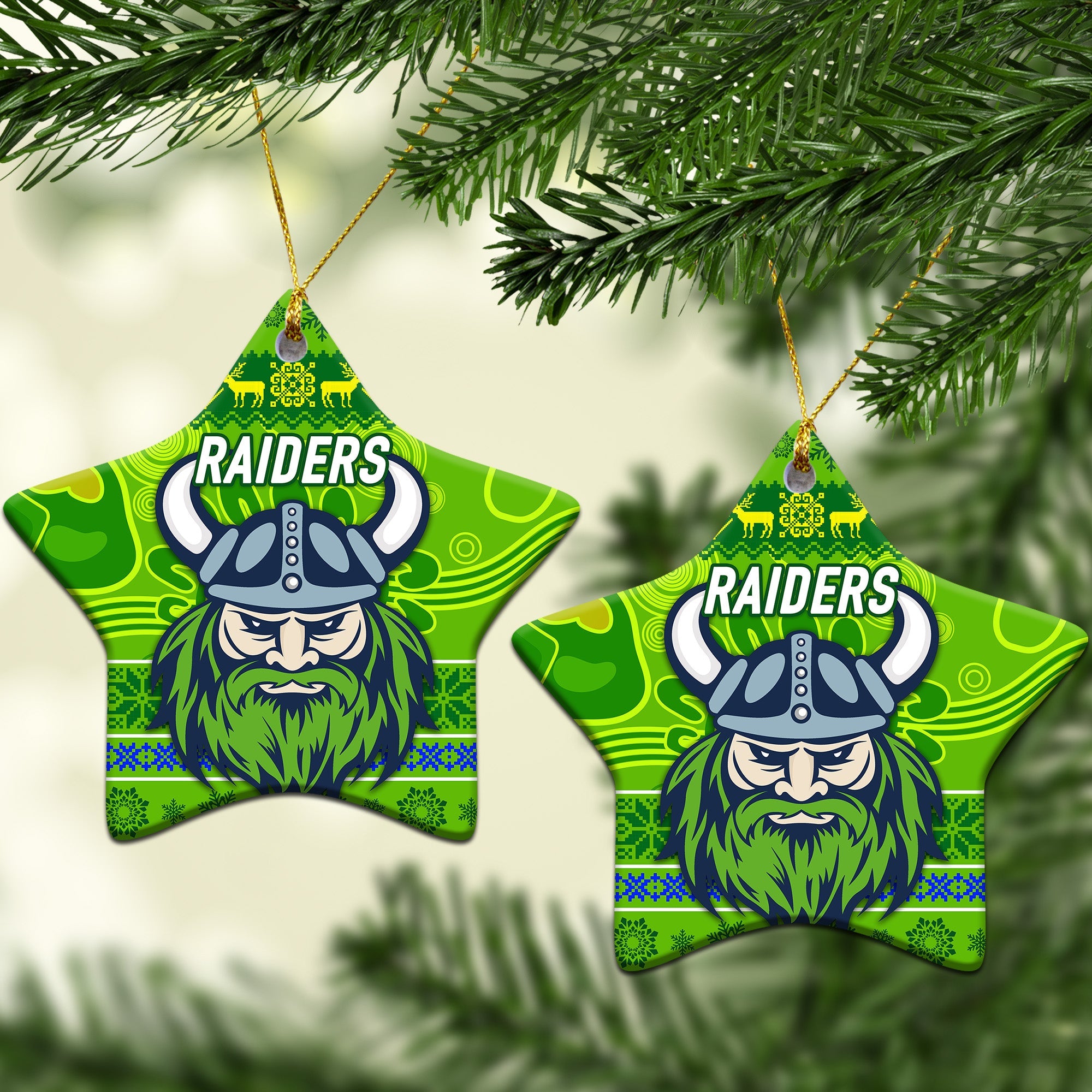 canberra-raiders-christmas-ornament-simple-style-green