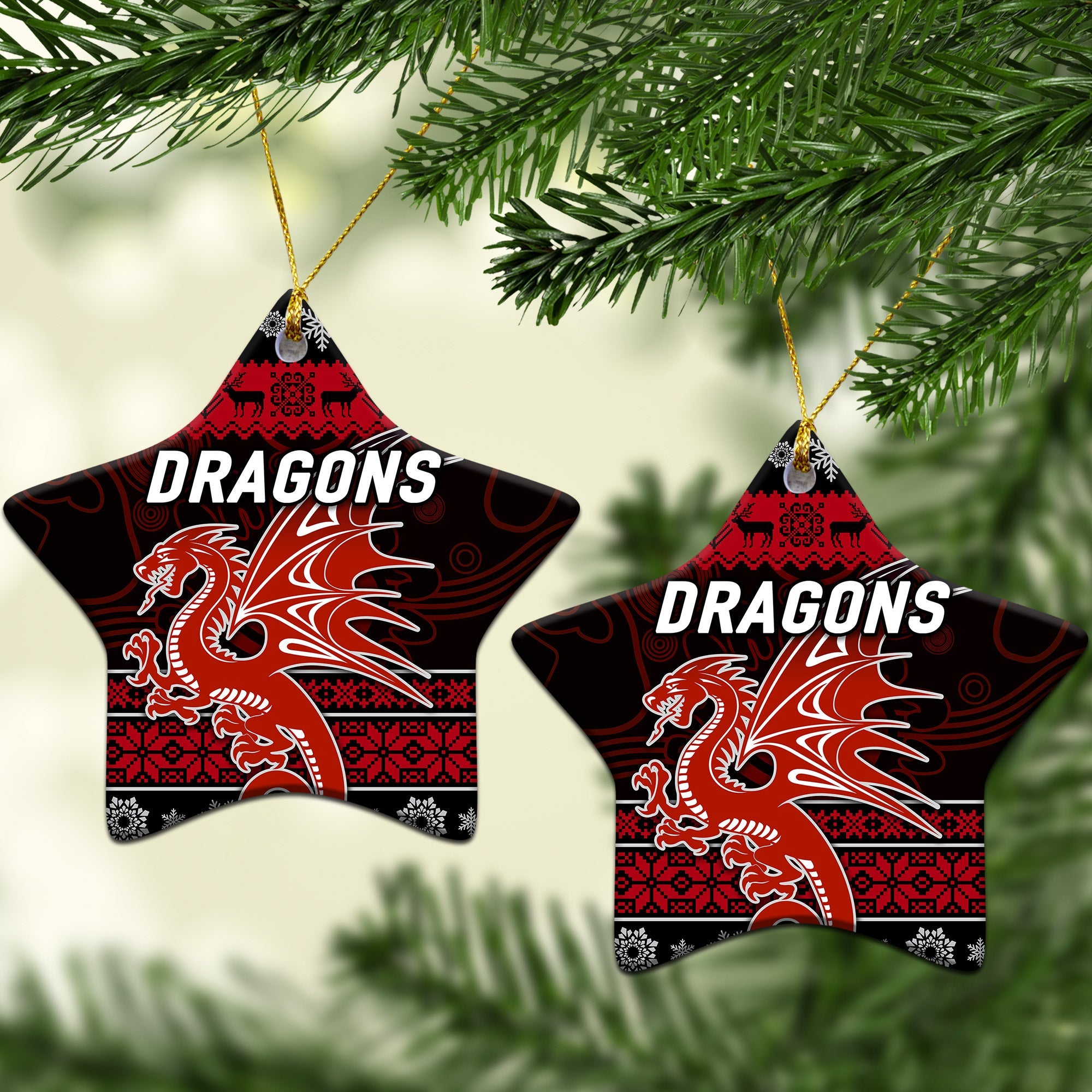 st-george-illawarra-dragons-christmas-ornament-simple-style-black