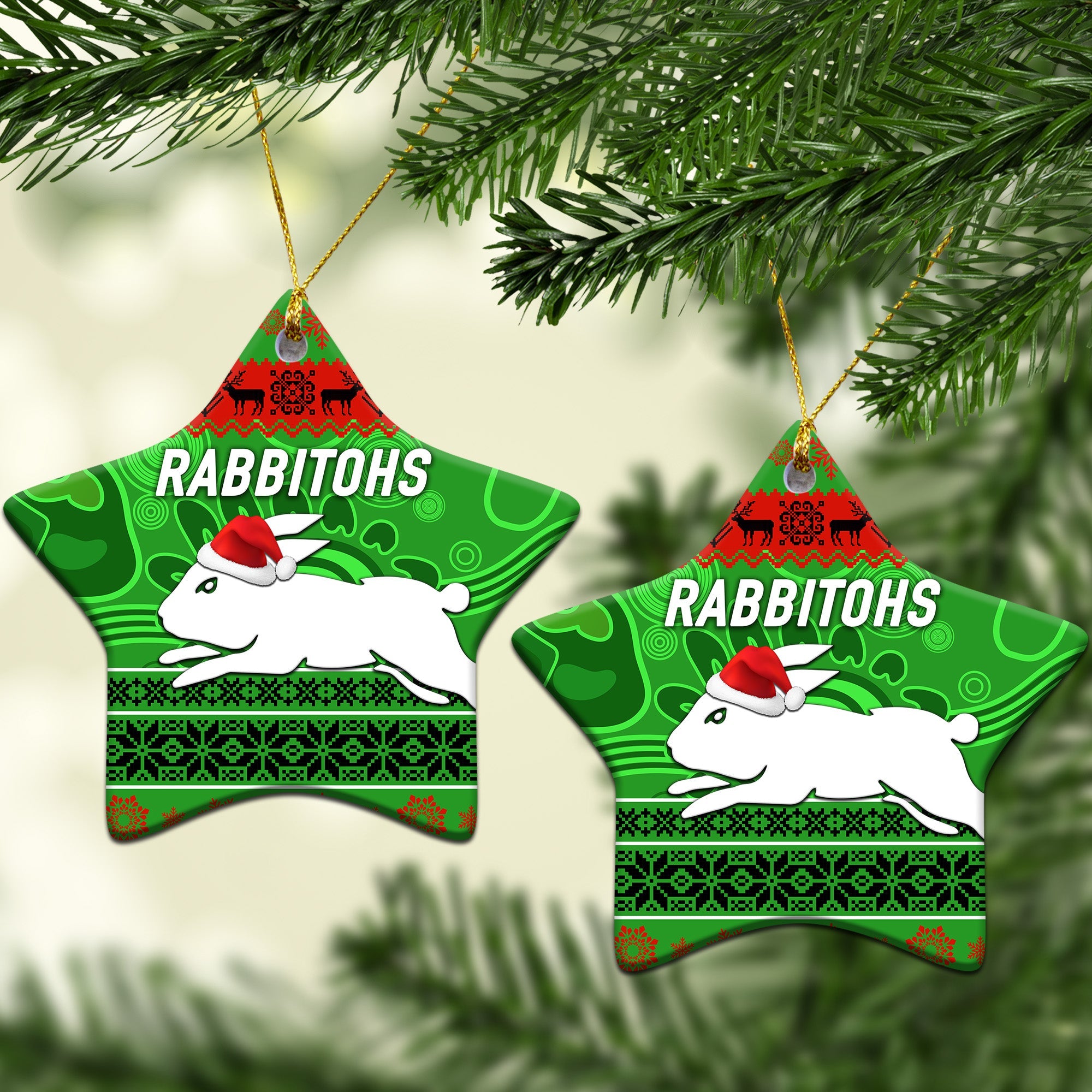 south-sydney-rabbitohs-christmas-ornament-simple-style-green