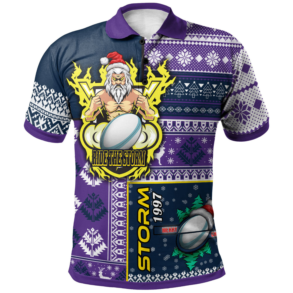 storm-rugby-polo-shirt-custom-christmas-snowflakes-storm-mascot-polo-shirt