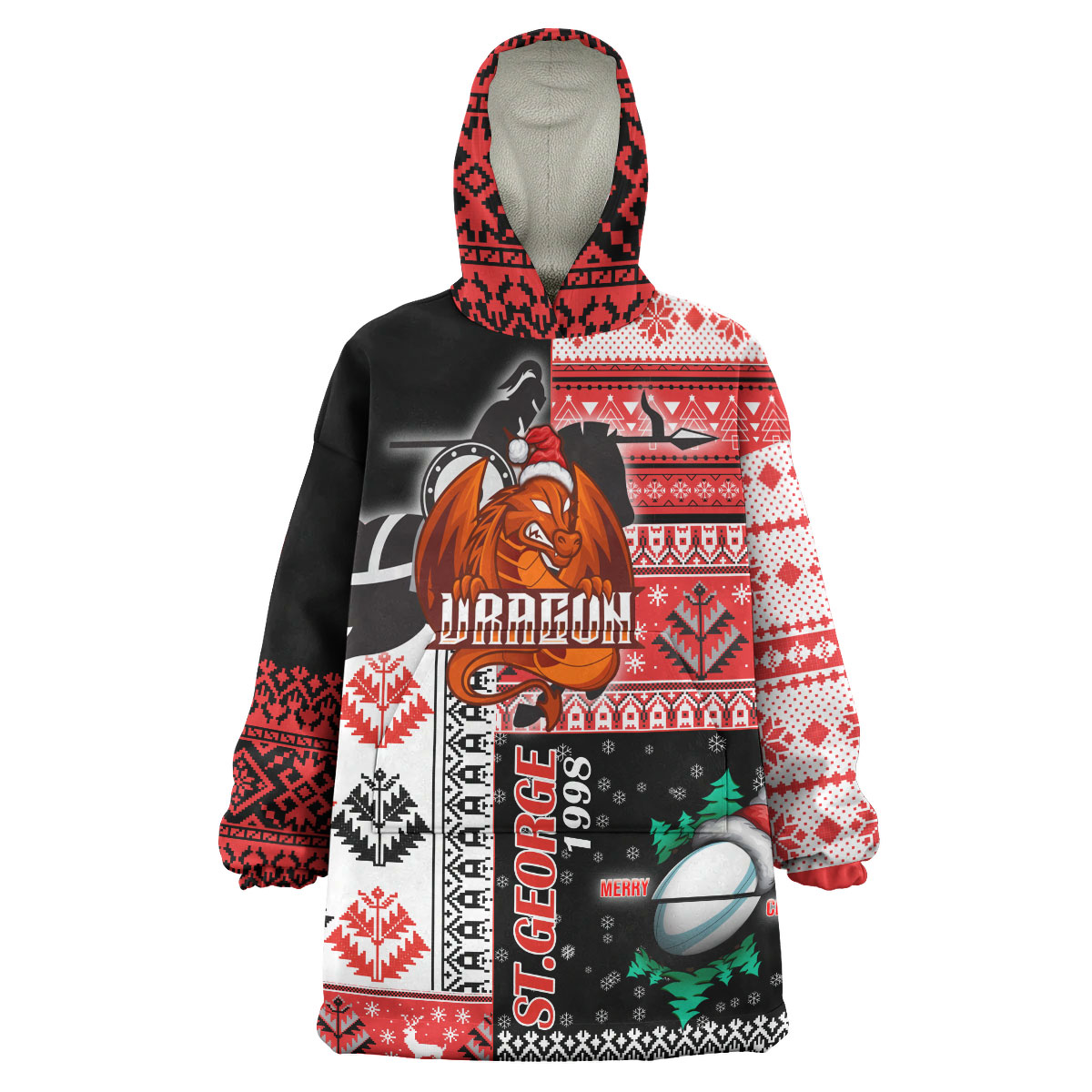 stgeorge-rugby-snug-hoodie-custom-christmas-snowflakes-dragon-mascot-wearable-blanket-hoodie