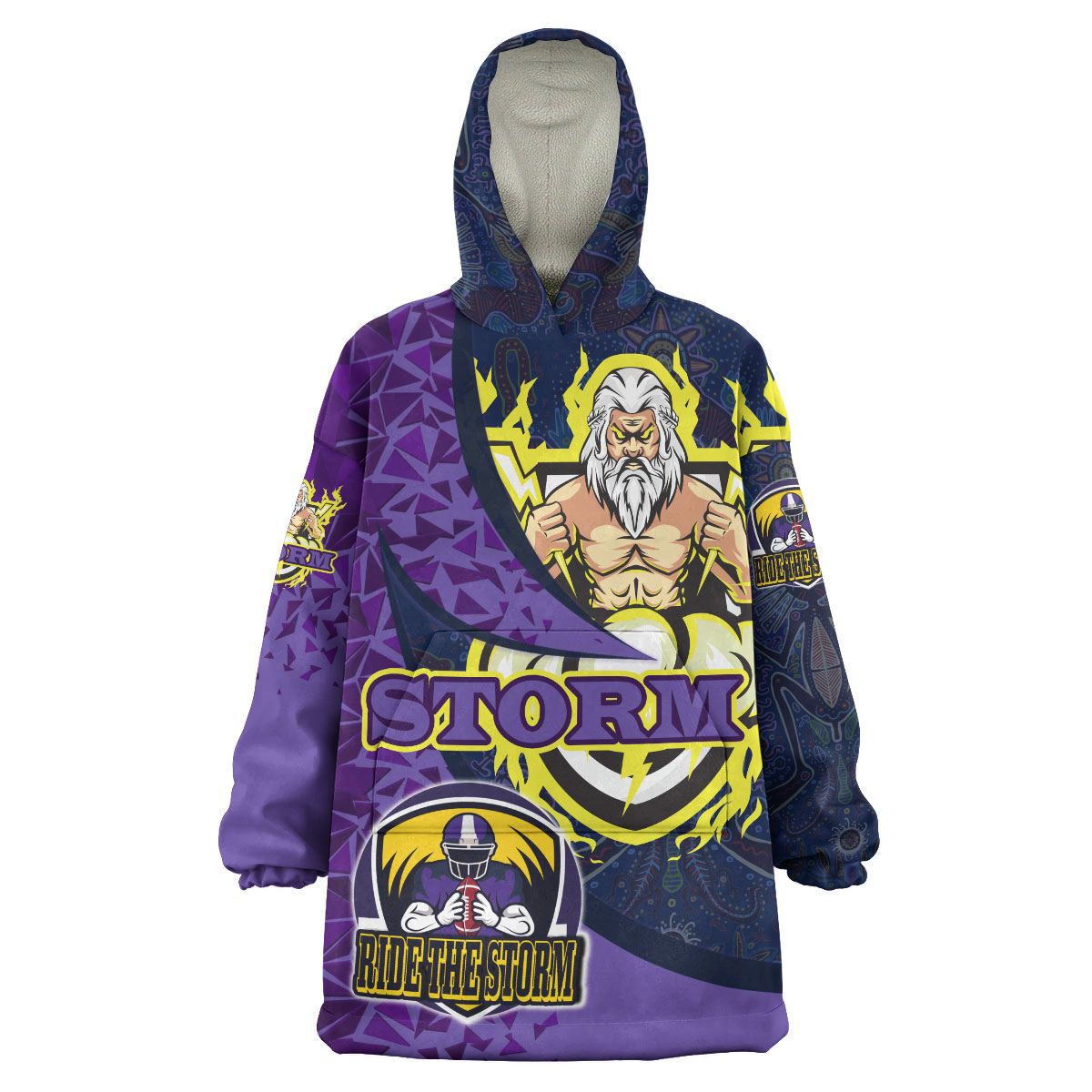 storm-rugby-snug-hoodie-custom-rugby-ball-ride-the-storm-aboriginal-patterns-oodie-blanket