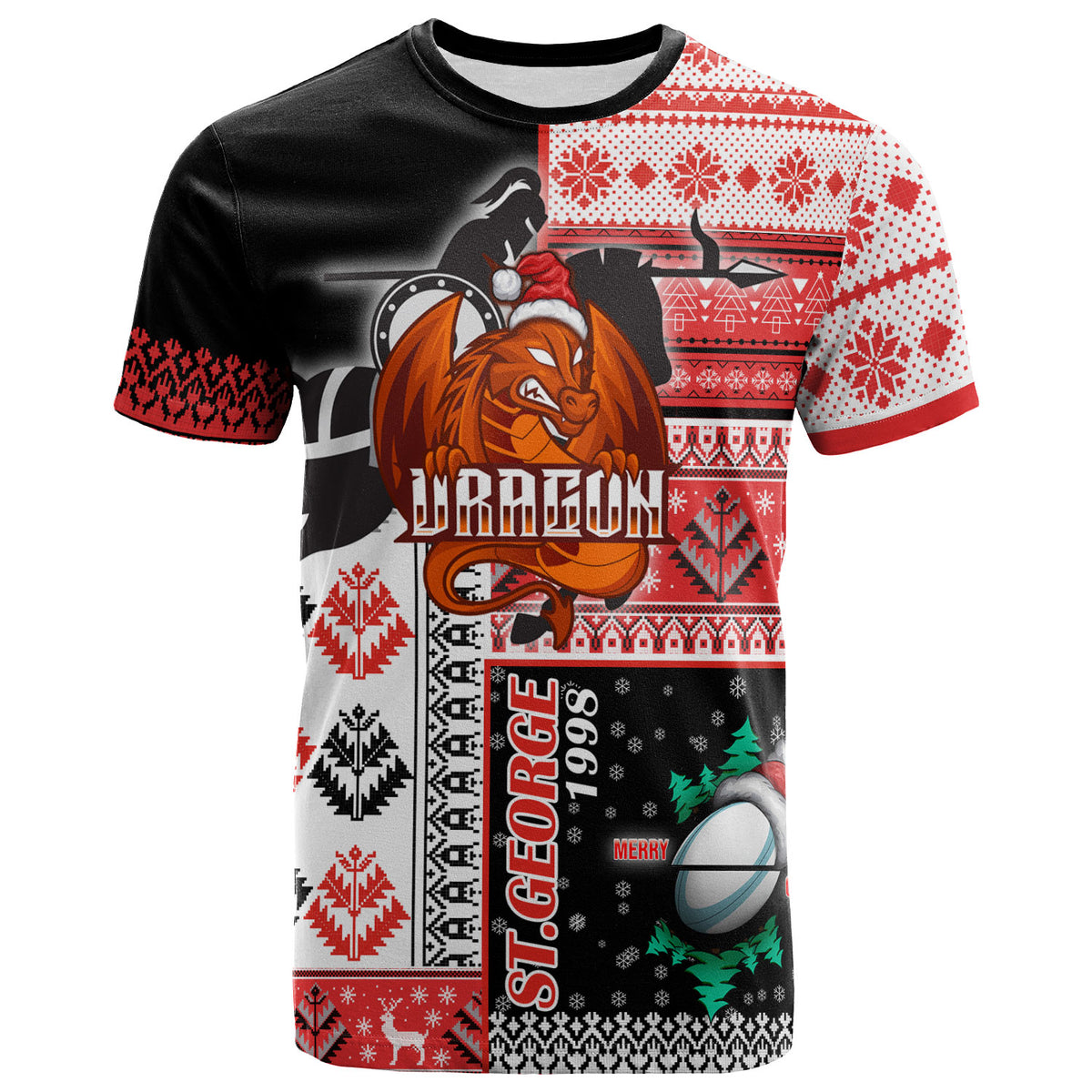 stgeorge-rugby-t-shirt-custom-christmas-snowflakes-dragon-mascot-t-shirt