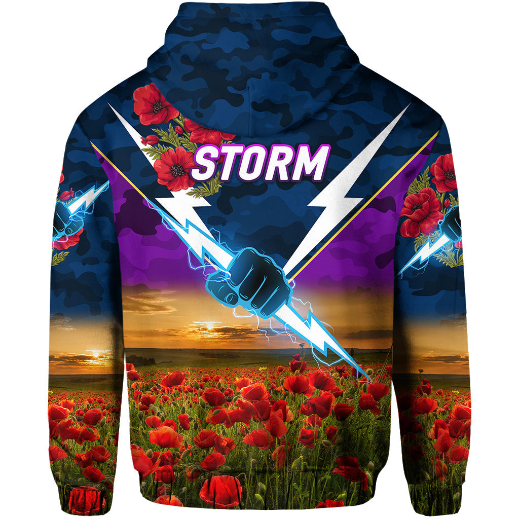 Melbourne Storm ANZAC 2022 Hoodie/ Zip Hoodie Poppy Flowers Vibes LT8