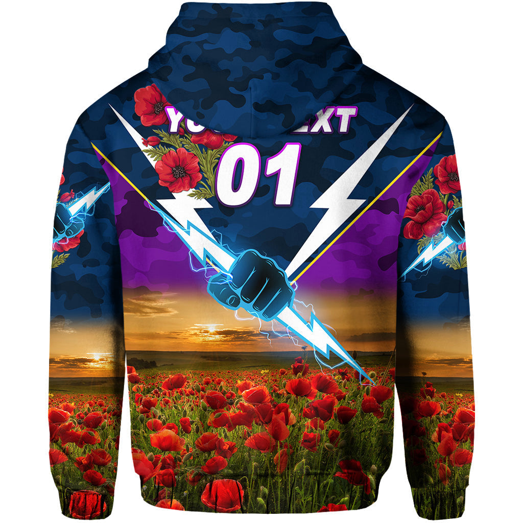 (Custom Personalised) Melbourne Storm ANZAC 2022 Hoodie/ Zip Hoodie Poppy Flowers Vibes LT8
