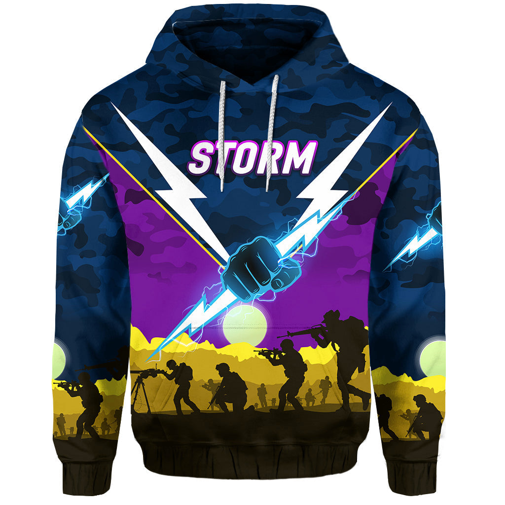 (Custom Personalised) Melbourne Storm ANZAC 2022 Hoodie/ Zip Hoodie Simple Style LT8