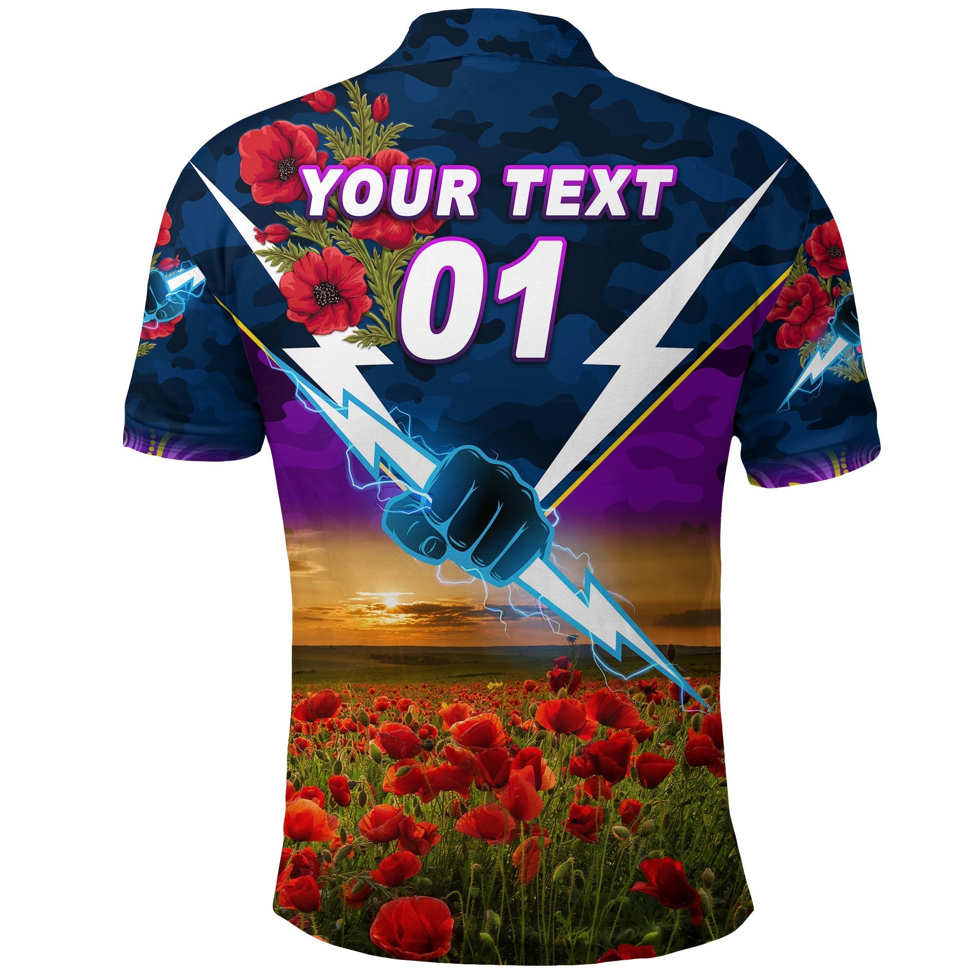 custom-personalised-melbourne-storm-anzac-2022-polo-shirt-poppy-flowers-vibes