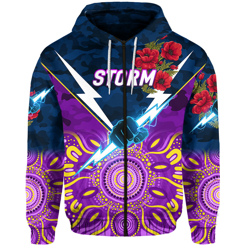 (Custom Personalised) Melbourne Storm ANZAC 2022 Hoodie/ Zip Hoodie Indigenous Vibes LT8