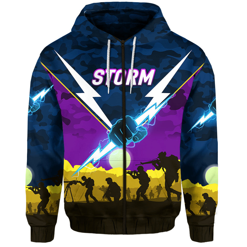 (Custom Personalised) Melbourne Storm ANZAC 2022 Hoodie/ Zip Hoodie Simple Style LT8