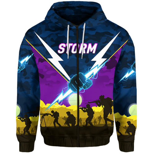 (Custom Personalised) Melbourne Storm ANZAC 2022 Hoodie/ Zip Hoodie Simple Style LT8