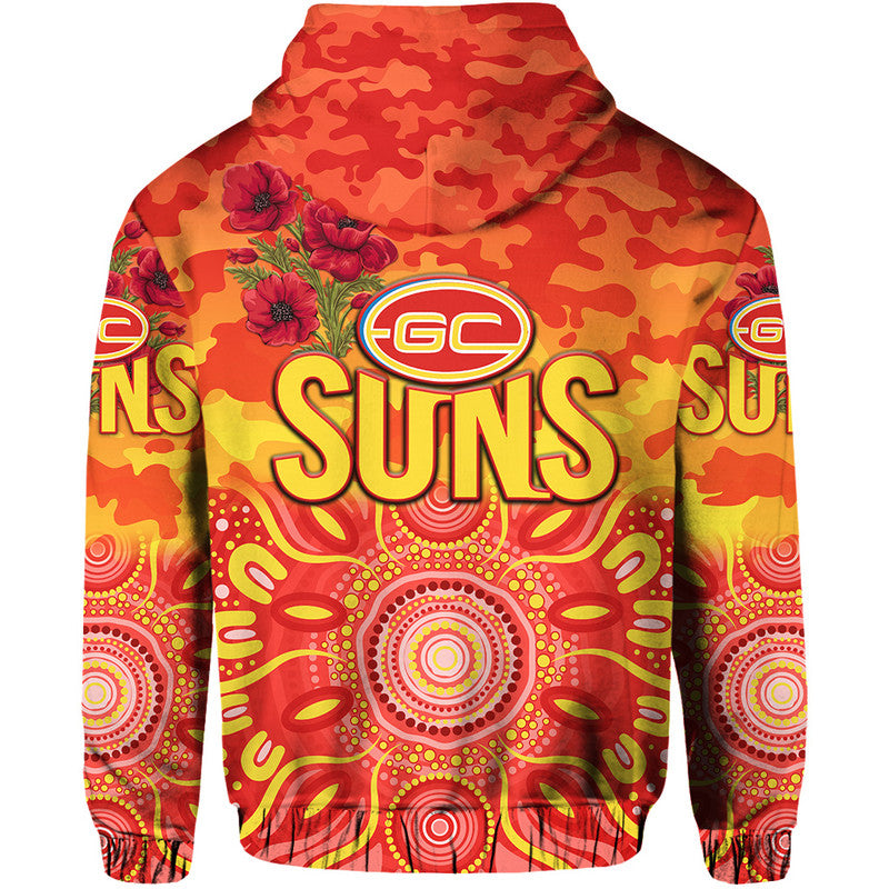 Gold Coast Suns ANZAC Zip Up And Pullover Hoodie Indigenous Vibes LT8