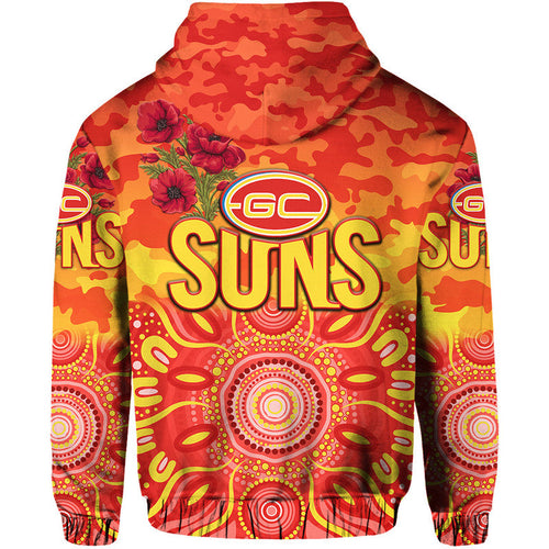 Gold Coast Suns ANZAC Zip Up And Pullover Hoodie Indigenous Vibes LT8