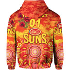 (Custom Personalised) Gold Coast Suns ANZAC Zip Up And Pullover Hoodie Indigenous Vibes LT8