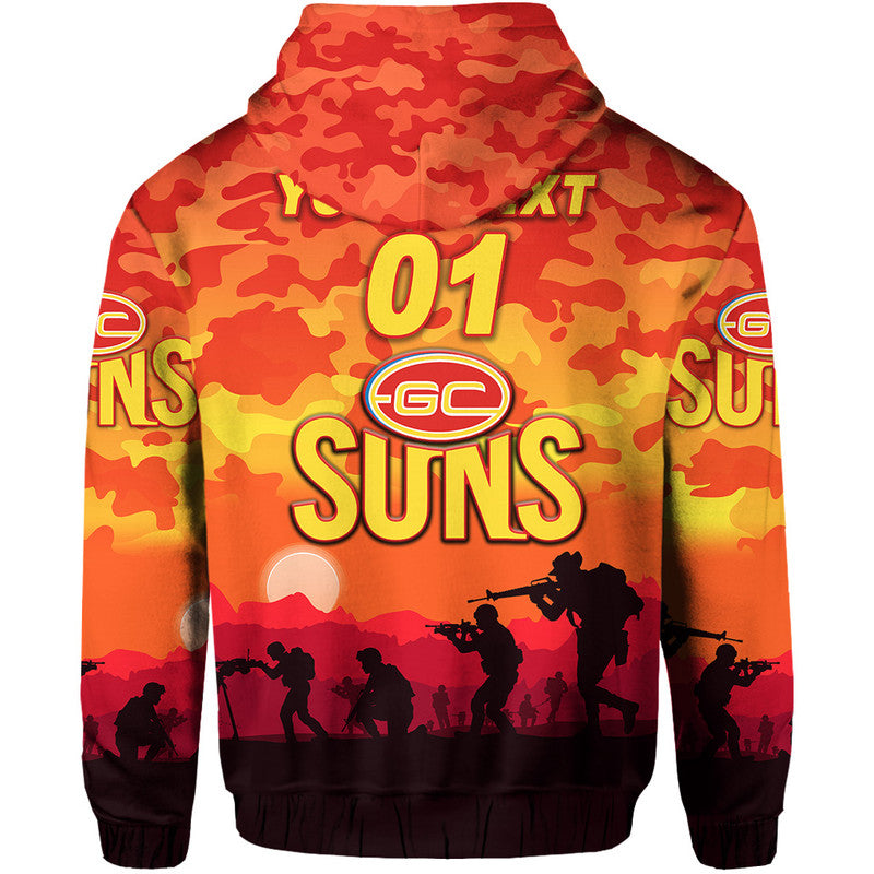 (Custom Personalised) Gold Coast Suns ANZAC Zip Up And Pullover Hoodie Simple Style LT8