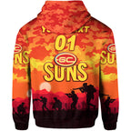 (Custom Personalised) Gold Coast Suns ANZAC Zip Up And Pullover Hoodie Simple Style LT8