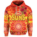 (Custom Personalised) Gold Coast Suns ANZAC Zip Up And Pullover Hoodie Indigenous Vibes LT8