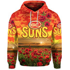 Gold Coast Suns ANZAC Zip Up And Pullover Hoodie Poppy Vibes LT8