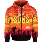 (Custom Personalised) Gold Coast Suns ANZAC Zip Up And Pullover Hoodie Simple Style LT8