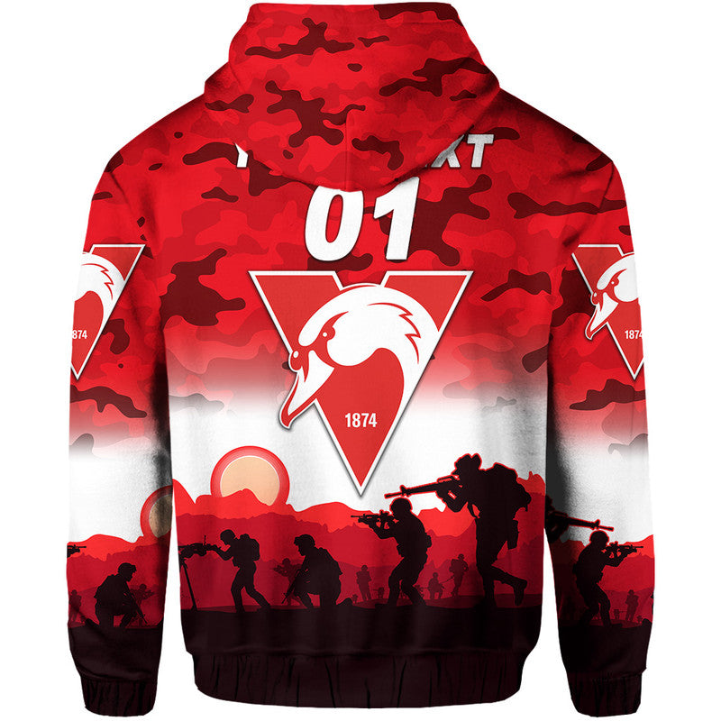(Custom Personalised) Sydney Swans ANZAC Zip Up And Pullover Hoodie Simple Style LT8