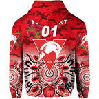 (Custom Personalised) Sydney Swans ANZAC Zip Up And Pullover Hoodie Indigenous Vibes LT8