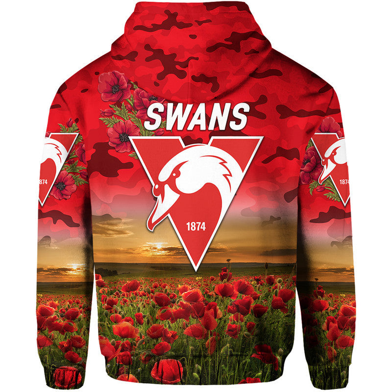 Sydney Swans ANZAC Zip Up And Pullover Hoodie Poppy Vibes LT8